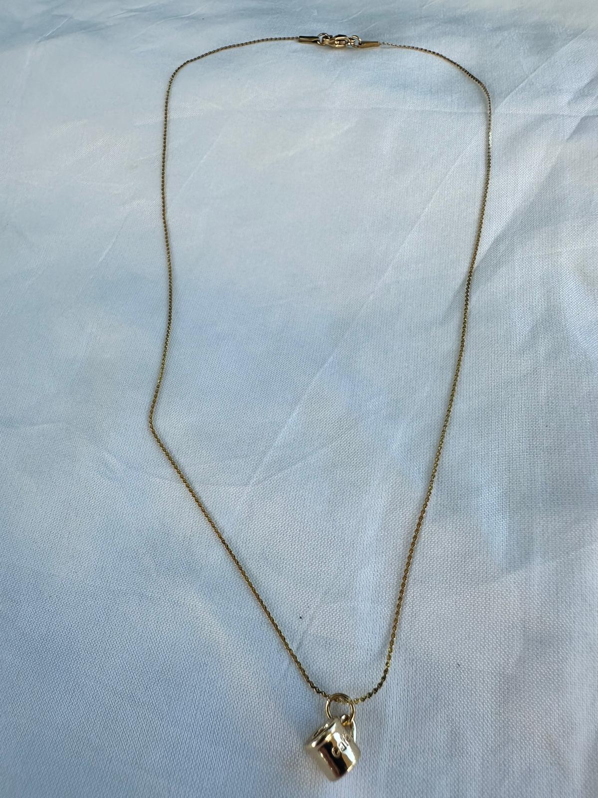 Gold Stainless Steel Necklace with Gold Coffee Cup pendant