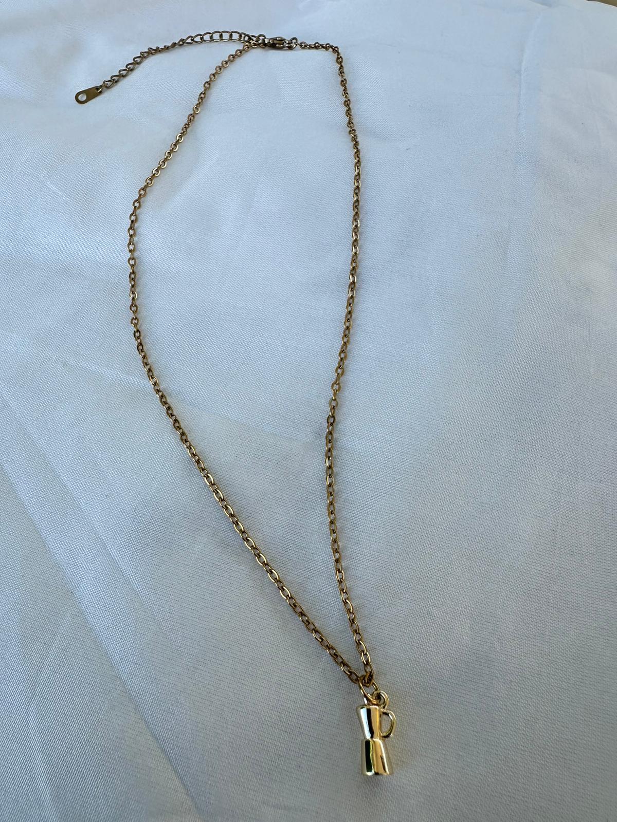 Gold stainless steel with gold Coffee Maker (greca) pendant