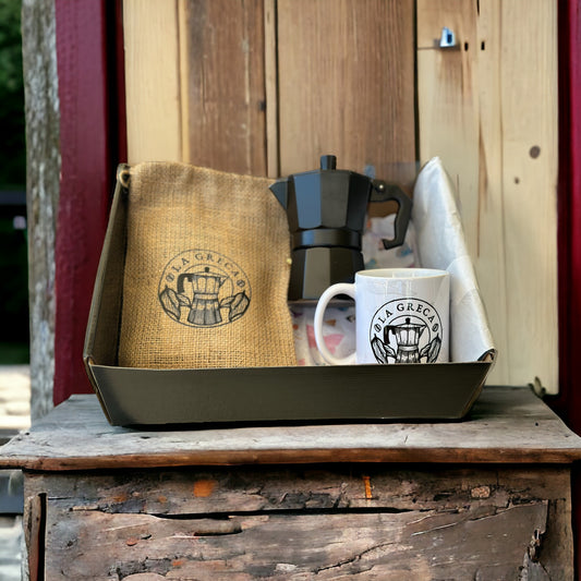Combo Café La Greca +Greca 3 tazas Negra + 11 onz Coffee Mug