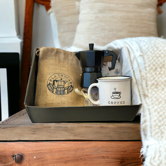 Combo Café La Greca +Greca 3 tazas negra + 12 Onz White Ceramic Coffee Mug