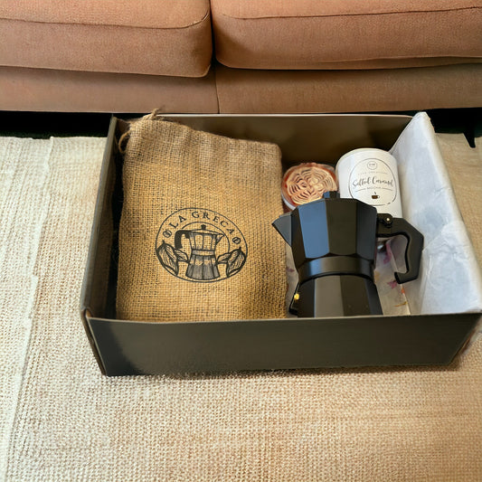 Combo Café La Greca + Greca Negra 3 tazas + Vela Aromática de Café de 3.8 onz