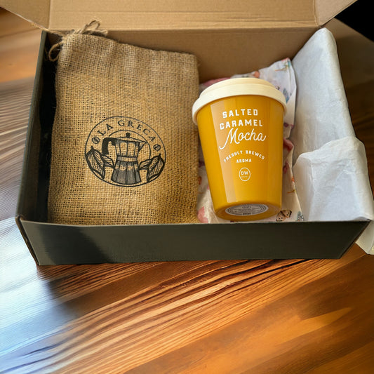 Combo Café La Greca + 11.2 onz Salted Caramel Mocha Scented Candle