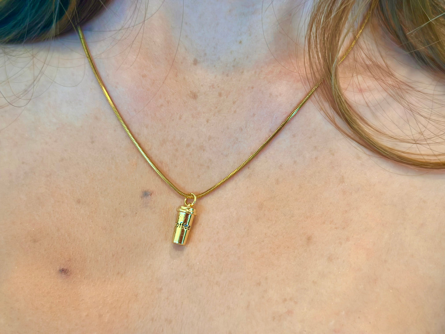 Coffee Mug Gold Necklace