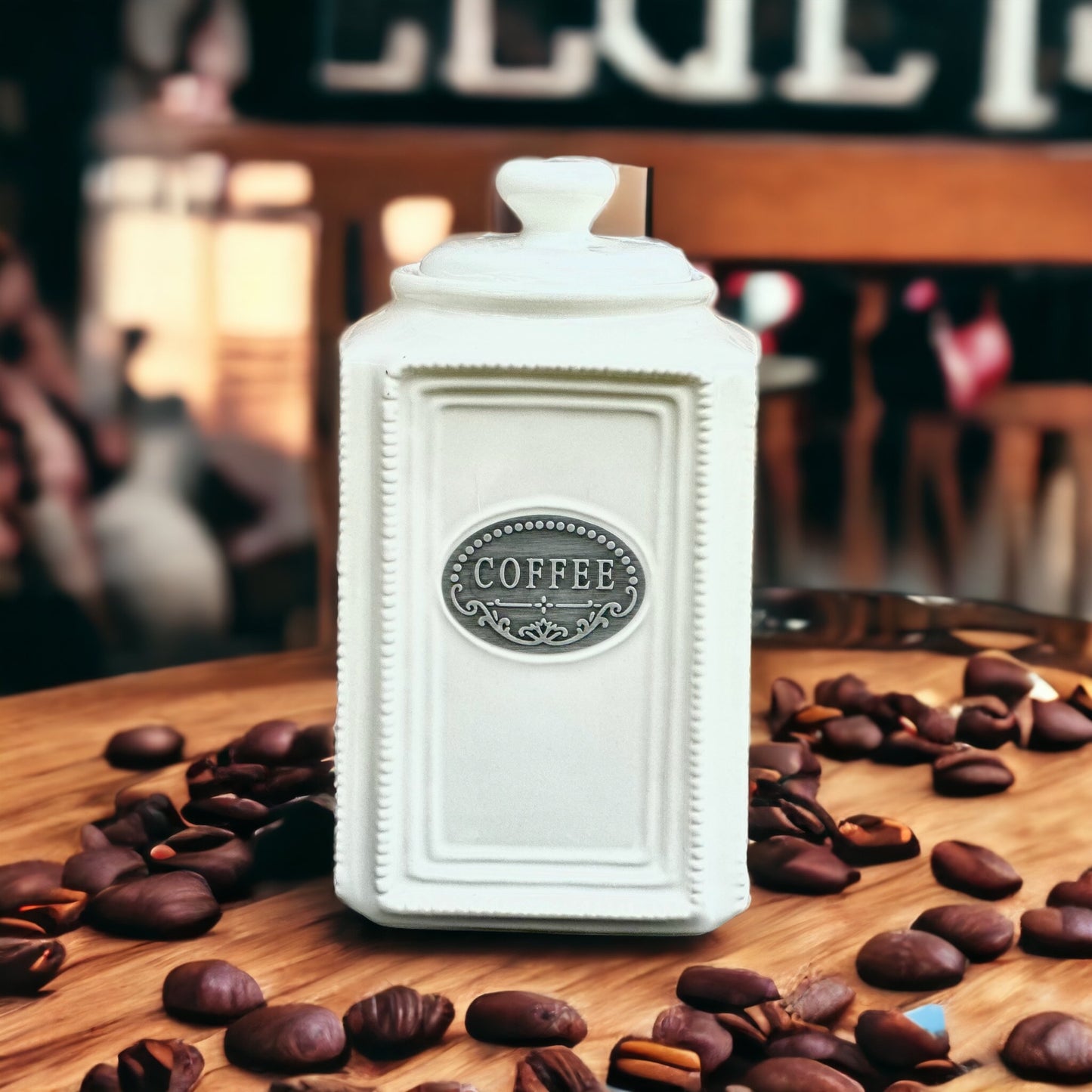 WHITE COFFEE CANISTER